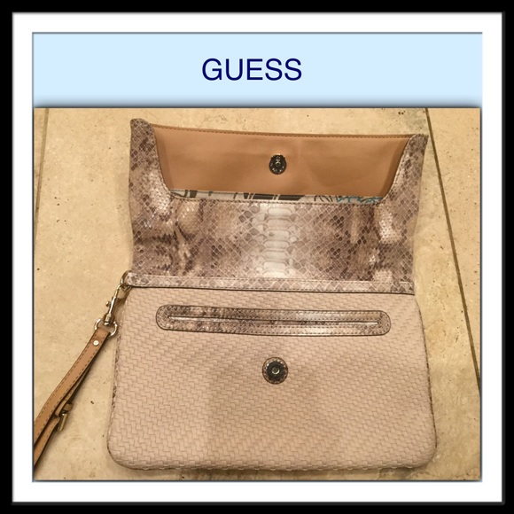 Guess Makala Python Foldover Envelope Clutch - Picture 3 of 4